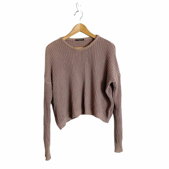 Brandy Melville Sweaters - Brandy Melville cotton knit mauve cropped sweater